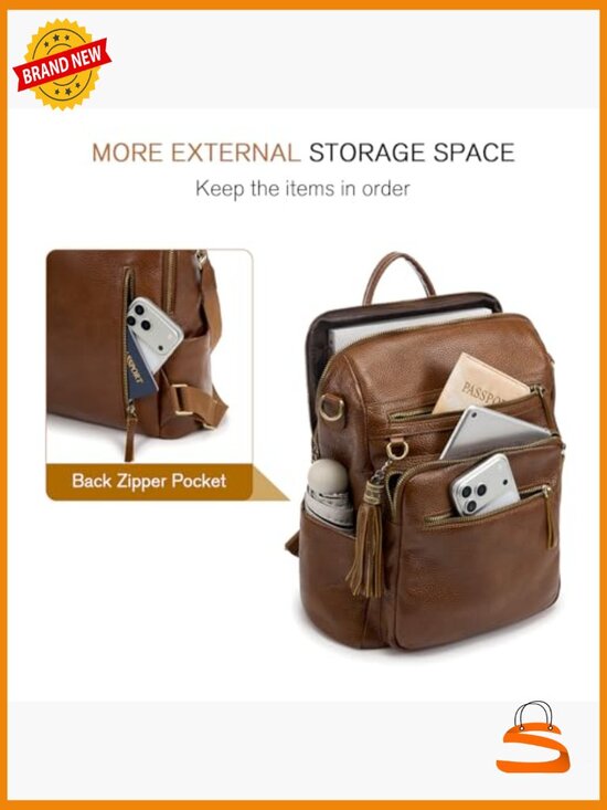 Genuine Leather Convertible Backpack Purse with Multiple Pockets for Travel